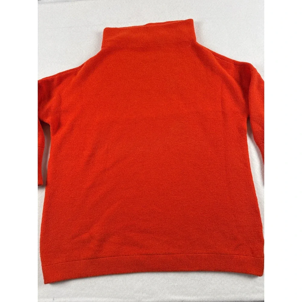 Free People Ottoman Slouchy Tunic Sweater Orange Mock Neck Ribbed Knit Small